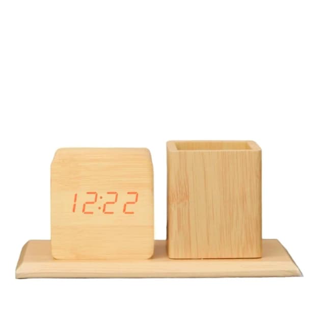 WOODEN CLOCK WITH  PEN STAND